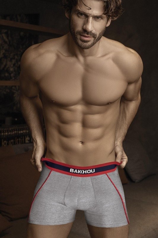 Boxer algodón y lycra. Deportivo, liso con detalle de líneas, elástico Bakhou